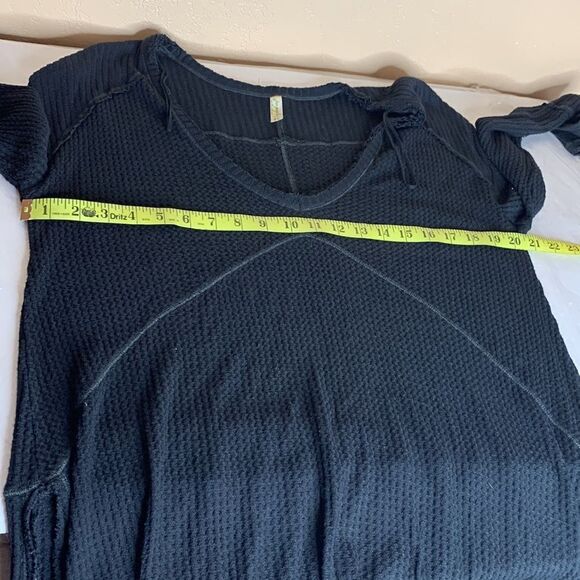 Free People Black Drippy Thermal Sunset Park Top Size Small - Picture 10 of 12